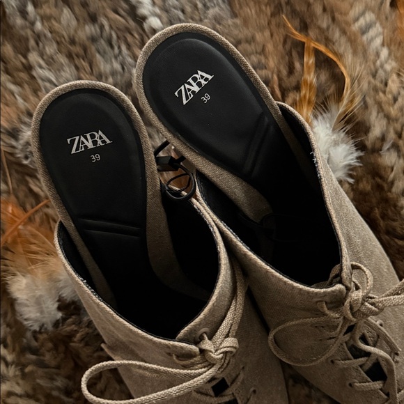 ZARA | High-Heeled Lace Up Mules - Picture 6 of 8